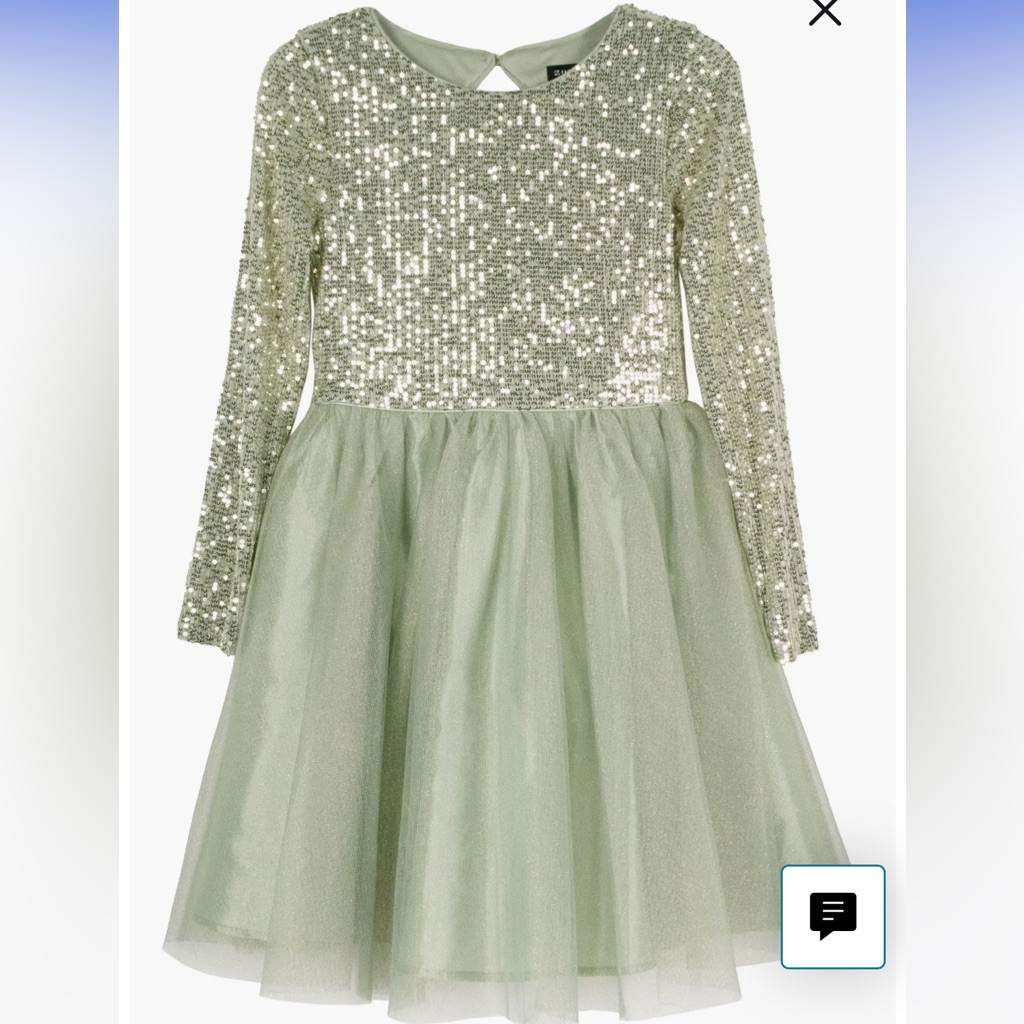 Zunie Sage Green Sequin Tulle Formal Dress